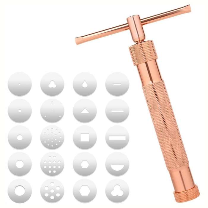 Clay Extruder,Fondant Extruder Stainless Steel Clay Extruder with 20 Discs,Sugar Paste Extrude Cake