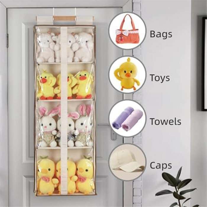 Clear Hanging Handbag Storage Organizer with Zippers, Easy Access Purse,hat Storage Holder Over The