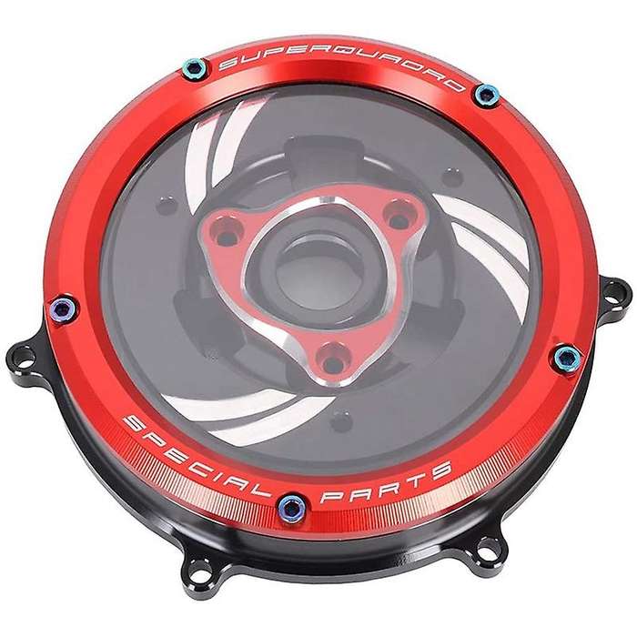 Clear Clutch Cover Protector Guard for Panigale 1199 1299 959 R S 2012-2019 2013-2018(Red Circle+Bla