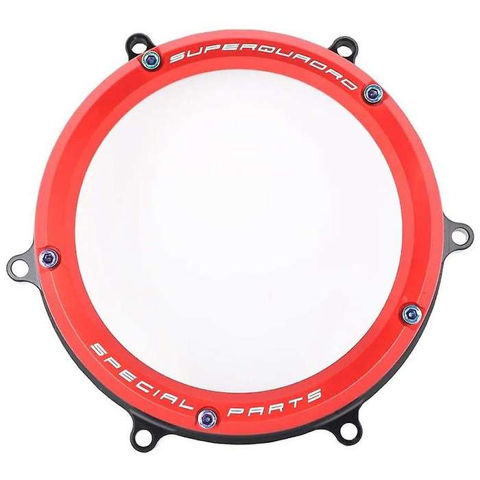 Clear Clutch Cover Protector Guard for Panigale 1199 1299 959 R S 2012-2019 2013-2018(Red Circle+Bla