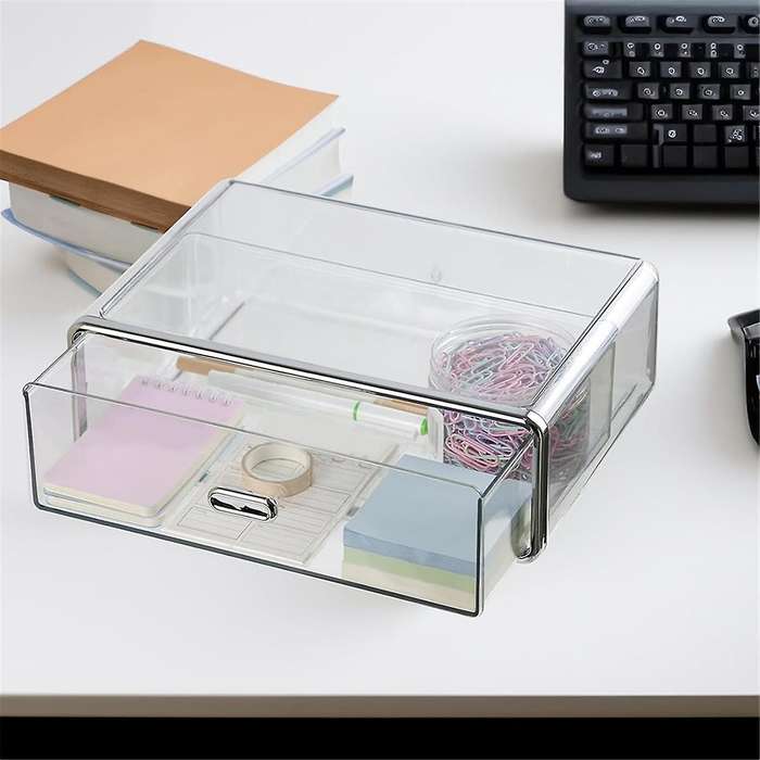 Clear Plastic Storage Drawer for Dresser Bathroom Tabletop Desktop Vanity Organizer,Transparent Stac