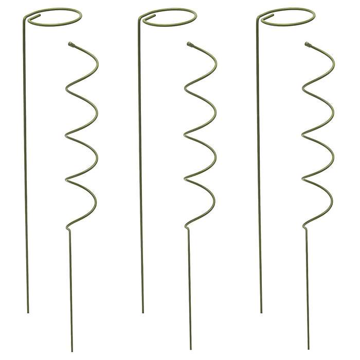 Climbing and Stem Plant Support Stakes - 16 Inches 3X Single Stem Flower Stakes and 3X Spiral Plant