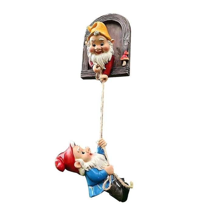 Climbing Gnomes Tree Face Decor Outdoor for , Adorable Gnome Tree Hugger Fairy Door Statue for Tree