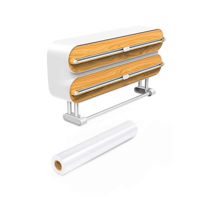 Cling Film Cutter Magnetic Plastic Film Dispenser Wall Roll Holder Foil Cutter Send 1 Roll Cling Fil