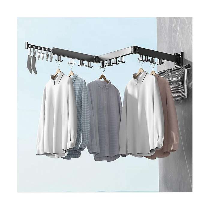 Clothes Drying Rack,3-pole Collapsible,retractable Clothes Drying Rack for Laundry,24 Hooks