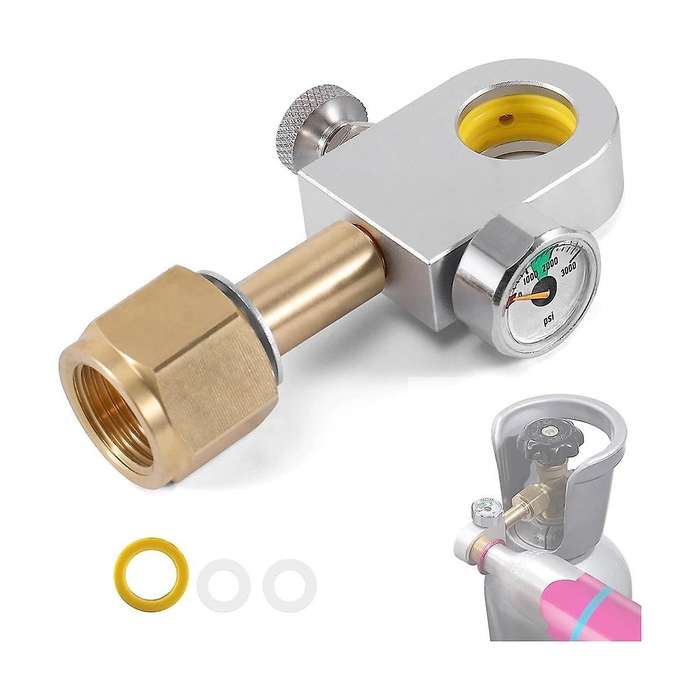 Co2 Refill Adapter Fit for Duo, Art,terra Quick Connect Co2 Cylinder with 3000psi Pressure Gauge for