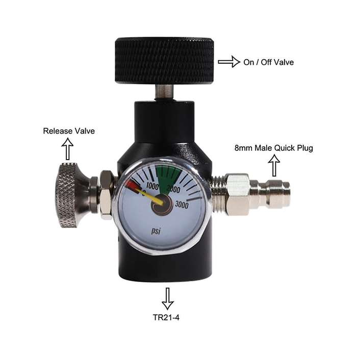 Co2 Tank Cylinder Adapter Connector Kit,tr21-4 Thread Co2  Cylinder Refill Adapter with 3000psi Pre