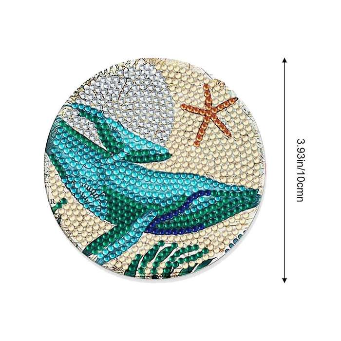 Coasters with Holder,8pcs 5d Ocean Diamond Art Kits for Adults Kids,small Diy Kits