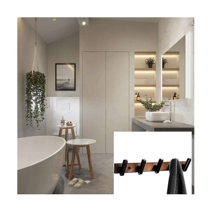 Coat Rack Wall Mount,5 Hooks,walnut Coat Hooks for Hanging Coats,backpacks,hats,etc.hooks for Entry