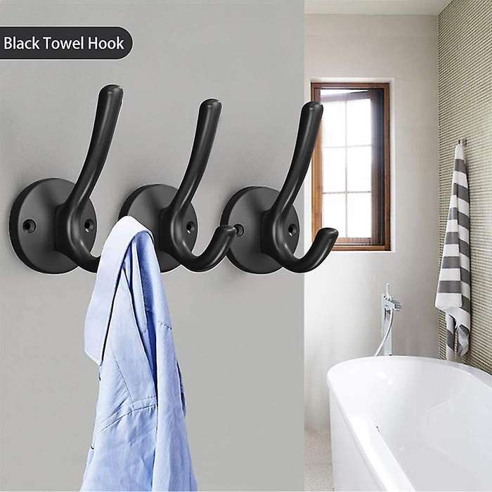 Coat Heavy Duty 4 Pack Black Hooks for Hanging Coats and Hat Door Towel Hooks for Bathrooms Wall Bl