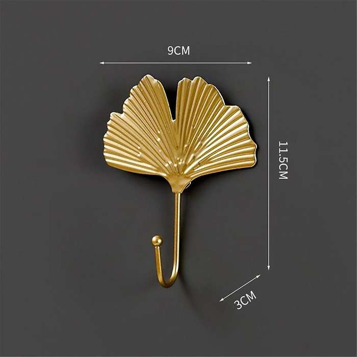 Coat Hooks Gold Hanging Holder for Key, Decorative Leaves Metal Hooks Wall Mounted Hooks Hanger
