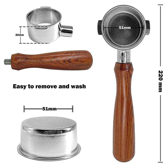 Coffee 51mm Bottomless Portafilter Compatible with Icona ECP ECOV311 Espresso Machine, No Base Filte