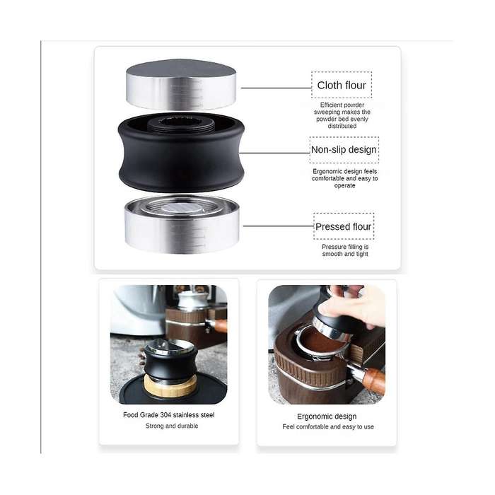 Coffee Distributor Tamper Dual Head Coffee Leveler Adjustable Depth Espresso Hand Taper for 54mm Po