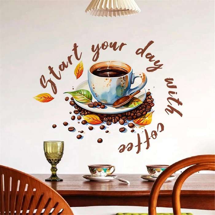 Coffee Cup Wall Stickers Restaurant Background Decoration Mural for Cafe Kitchen Room Home Decor Sel
