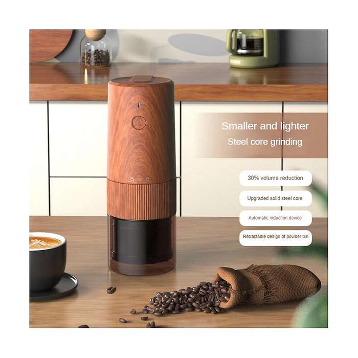 Coffee Grinder Electric Espresso Coffee Bean Grinder Powder Bin Retractable Automatic Portable Rech