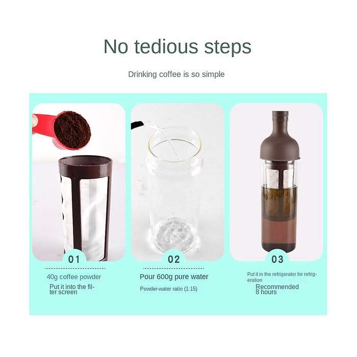 Coffee Maker, Cold Brew, Black, 800ml Coffee Pot Suitable for Business, Family, School and Office