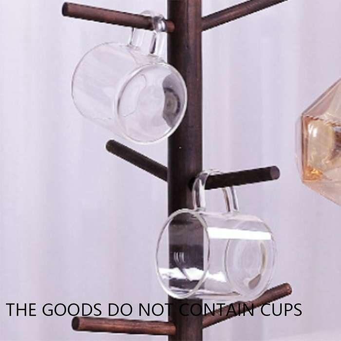 Coffee Mug Holder,coffee Mug Tree,coffee Organizer Station with 6 Hooks,bamboo Coffee Mug Holders F