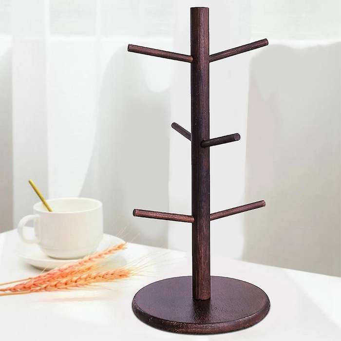 Coffee Mug Holder,coffee Mug Tree,coffee Organizer Station with 6 Hooks,bamboo Coffee Mug Holders F