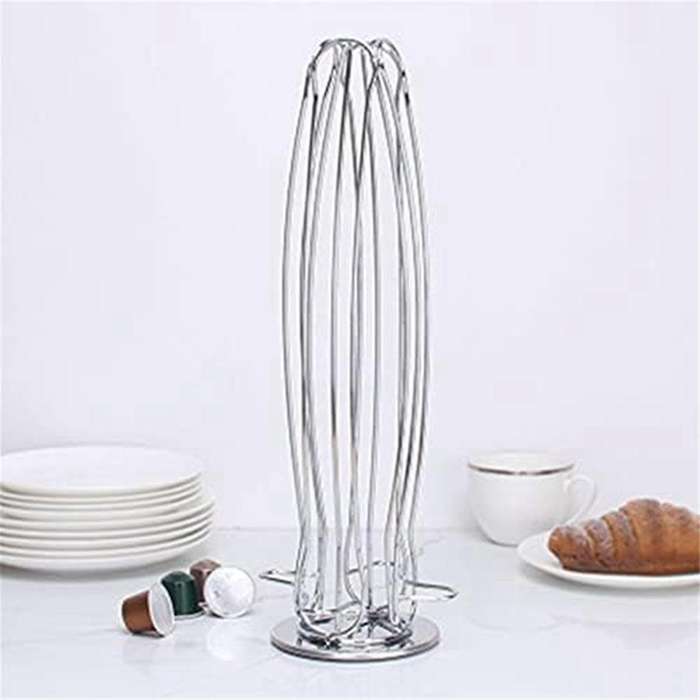 Coffee Pod Stand Coffee Pod Holder Rotatable Display Storage Metal Stand Rack Plating Stainless Curv