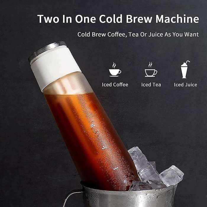 Cold Brew Coffee Maker and Ice Tea Maker, Reusable Mesh Filter, Portable Ice Coffee Pitcher for Home