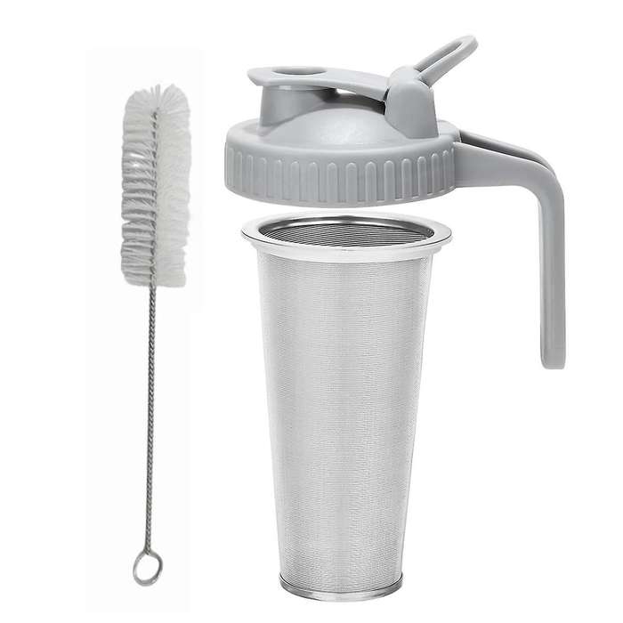 Cold Brew Coffee Filter with Pour Spout Lid for 32 Oz Wide Mouth Mason Jar, 304 Stainless Steel Str