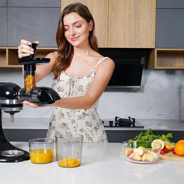 Cold Press Juicer Attachment for 3.5/4.5/5 Quart Tilt Head Stand Mixers, Slow Juicer Attachment