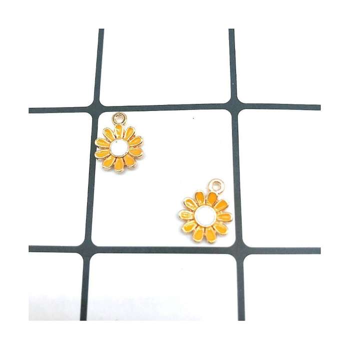Colored Flower Ornament Daisy Cornflower Charms Alloy Enamel Light Gold Plated Links Connectors For