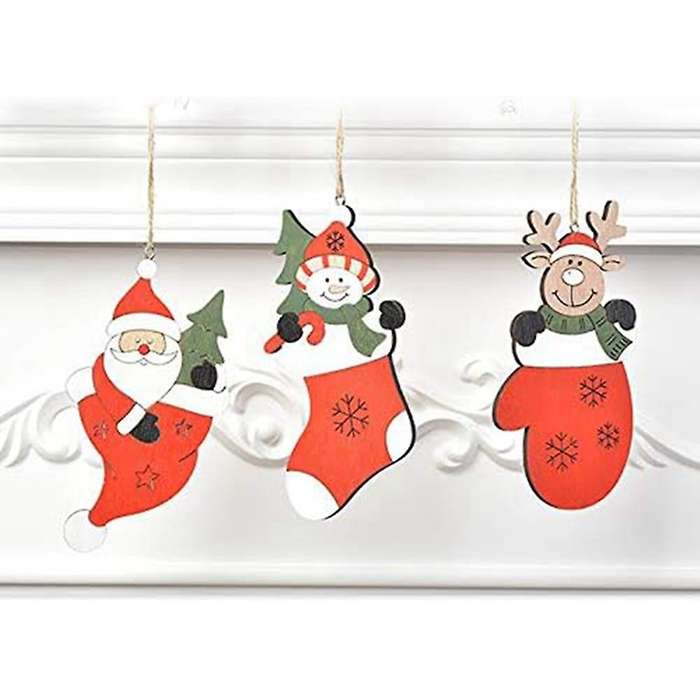 Colored Drawing Hanging Pendant Santa -- Shape Christmas Tree Hanging Ornament Holiday Decorations