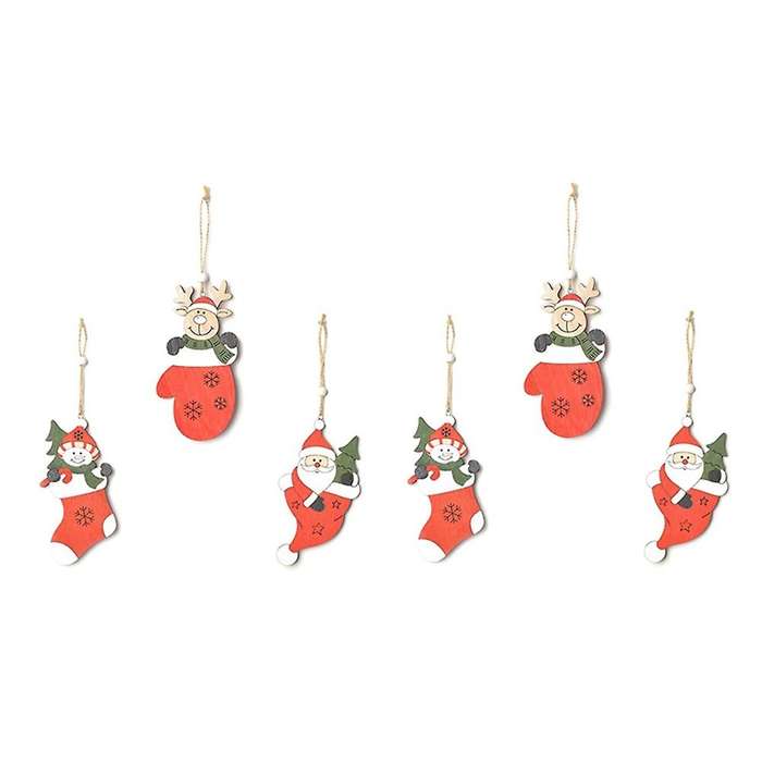 Colored Drawing Hanging Pendant Santa -- Shape Christmas Tree Hanging Ornament Holiday Decorations