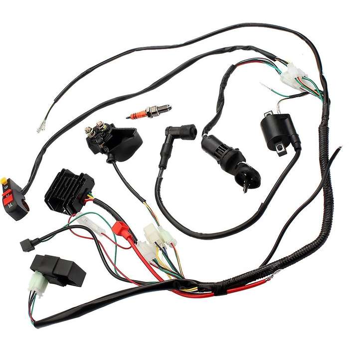 Complete Electrics Wiring Harness CDI Ignition Coil Solenoid Relay Kits for 4-Stroke ATV QUAD Dirt B
