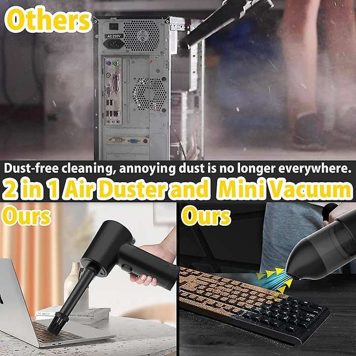 Compressed Air Duster,electric Air Duster and Vacuum 2 In 1, 3 Speeds 51000 Rpm Cordless Air Blower