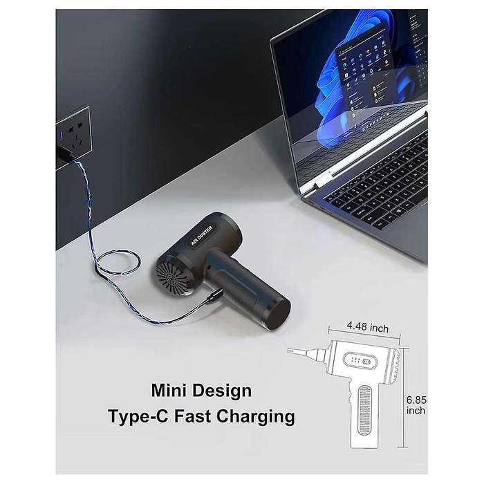 Compressed Air Blower with Hd Display, Rechargeable and Portable Cleaning Kit for Computer, Laptop,