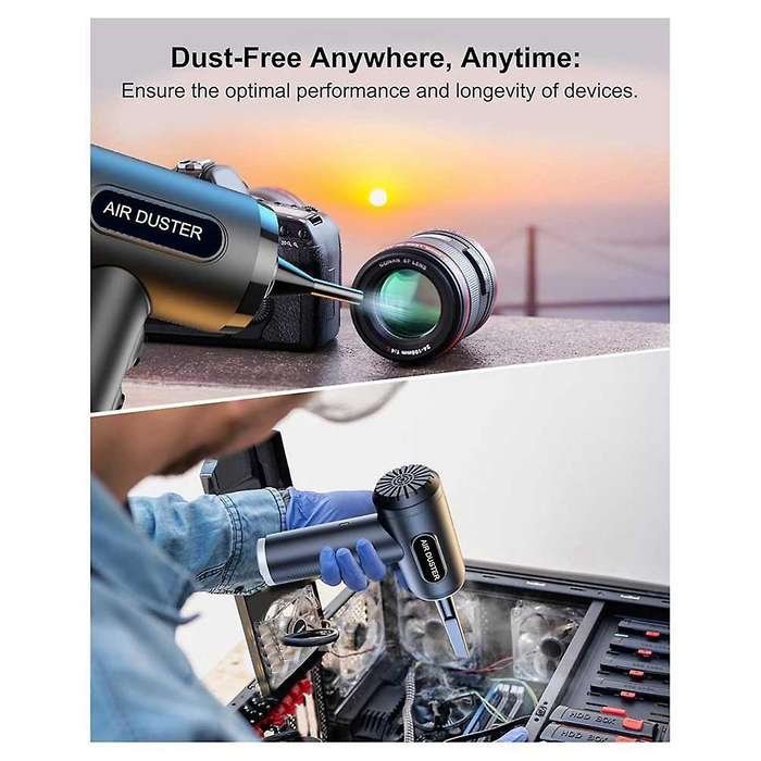 Compressed Air Blower with Hd Display, Rechargeable and Portable Cleaning Kit for Computer, Laptop,