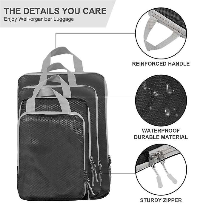 Compression Packing-cubes,4 Set Ultralight Packing-cubes for Carry On Suitcase,travel Packing for Su