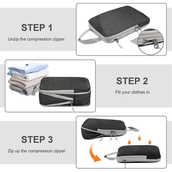 Compression Packing-cubes,4 Set Ultralight Packing-cubes for Carry On Suitcase,travel Packing for Su