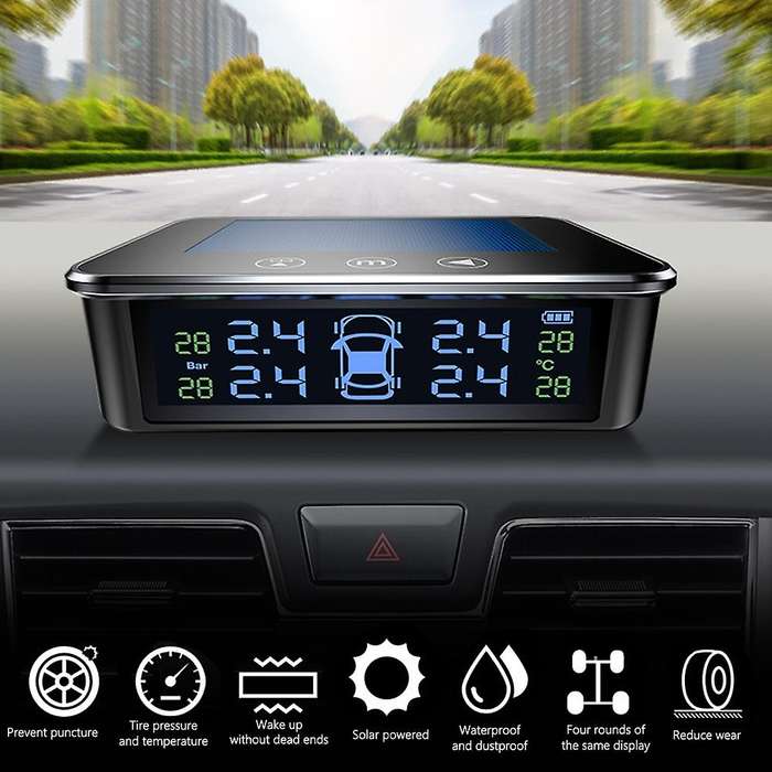 Contact Switch Smart Car TPMS Tire Pressure Monitoring System Solar Display Security Alarm Tire Pres