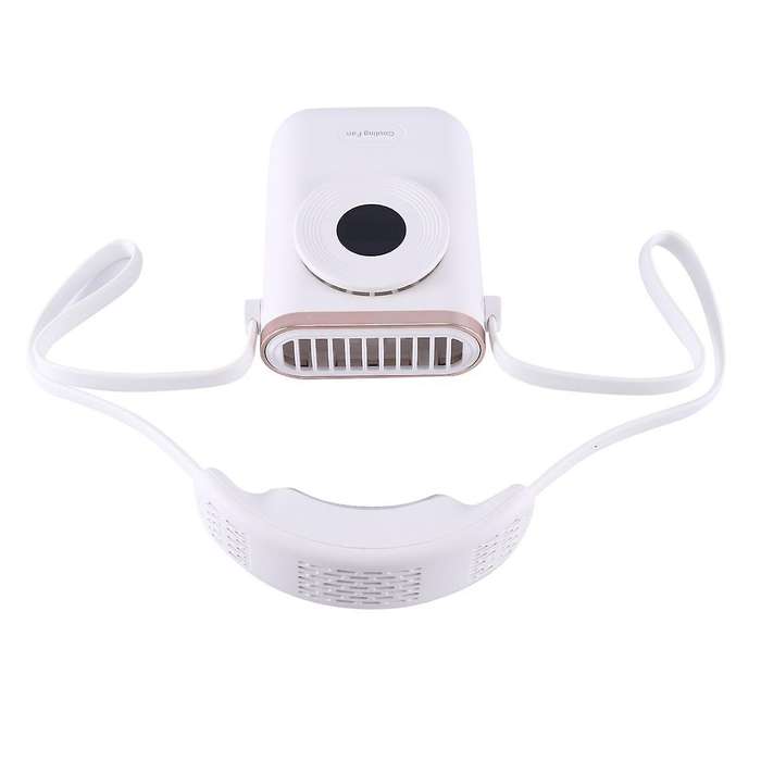 Convenient Air Conditioner Bladeless Cooling Neck Fan Digital Display Adjustable Leafless Summer Ha