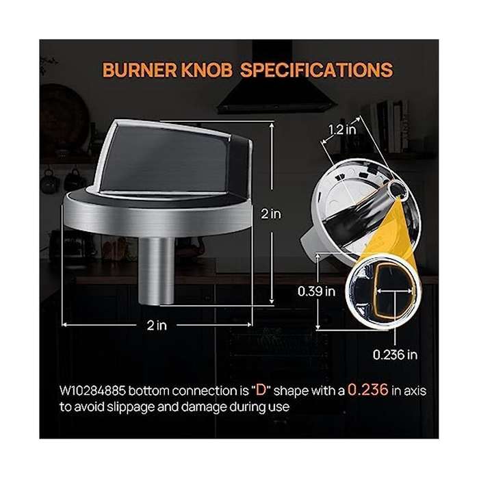 W10284885 Burner Knob Replacement, Fit for Gas Range/Stove/Oven, Replaces WPW10284885 AP6018699 PS11