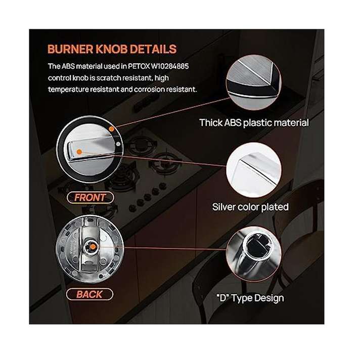 W10284885 Burner Knob Replacement, Fit for Gas Range/Stove/Oven, Replaces WPW10284885 AP6018699 PS11