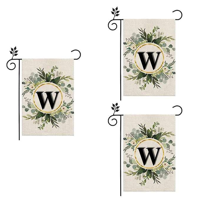 W Linen Garden Flag Double Layer Double Sided Letters Holiday Outdoor Flag Yard Decoration Flag
