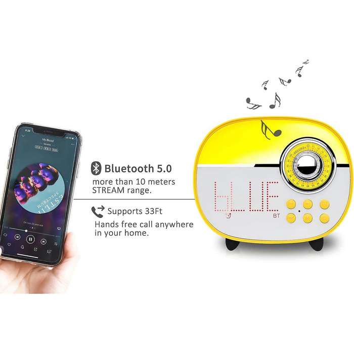 Wake Up Light, Colorful Night Lamp ,Led Alarm Clock with Bluetooth and FM Radio, for Girls, Baby, Ki