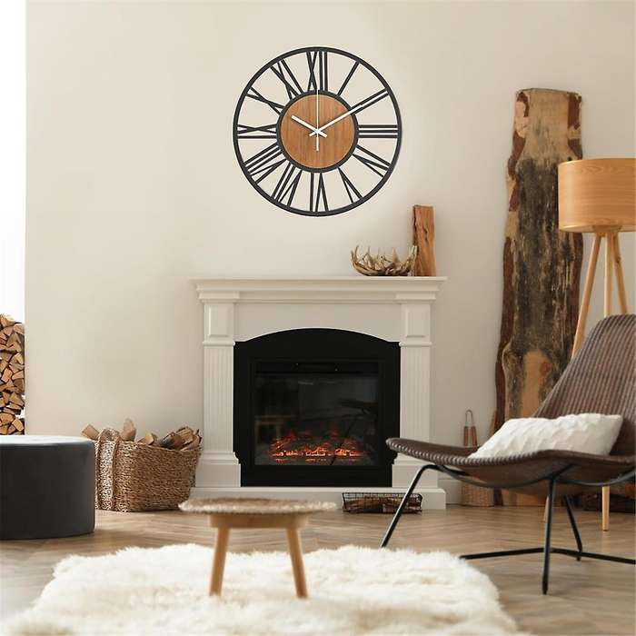 Wall Clock for Living Room Decor 16 Inches Silent Non Ticking Wood Clocks for Dining Room,Bedroom Cl