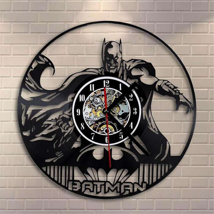 Wall Clock Bat Bedroom Wall Decor Gift Record Wall Clock Skeleton Clock
