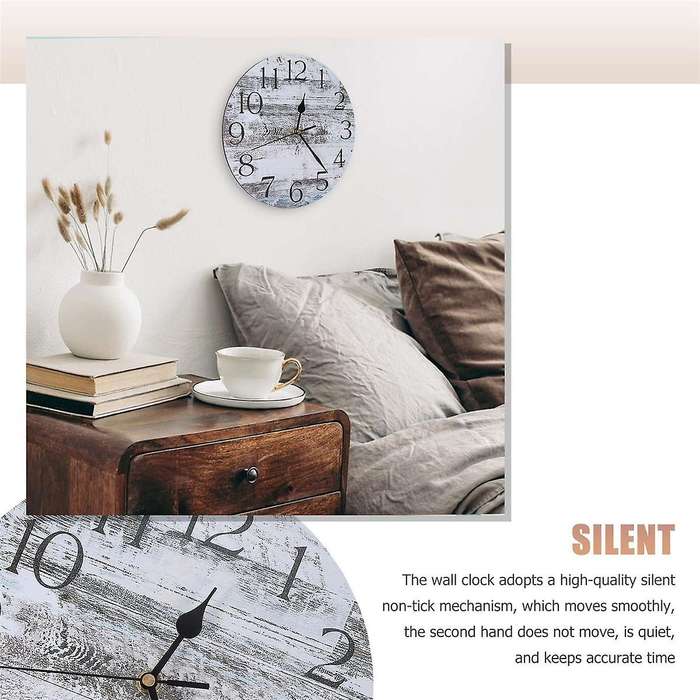 Wall Clock, Rustic Clock Decor,retro Wall Clocks Bathroom Bedrooms Living Room (10 Inch)
