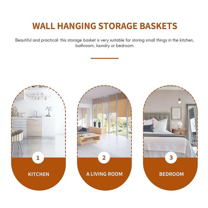 Wall Hanging Basket - Small Cotton Rope Woven Closet Bins - Shelf Basket Organizer for Plants Home