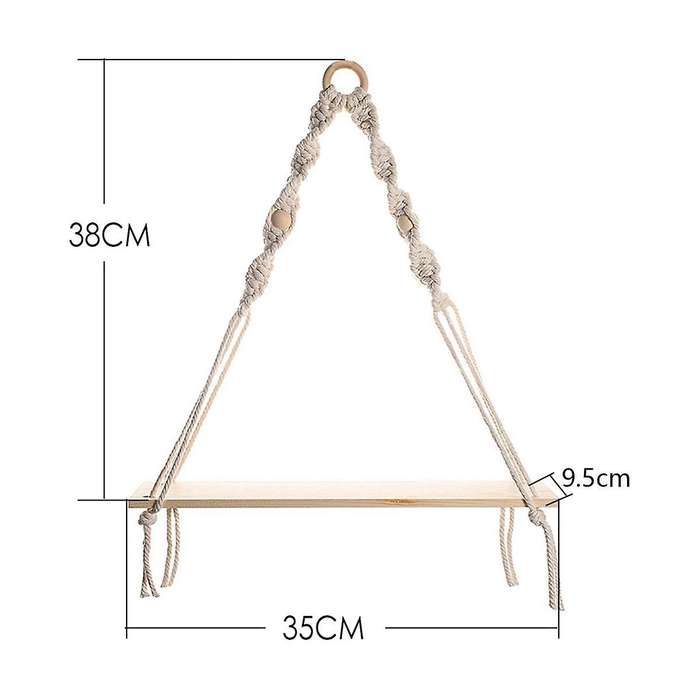Wall Hanging Shelf ,boho Shelves with Wood Shelf ,2 Pcs Handmade Macrame Shelf for Hanging Plants A