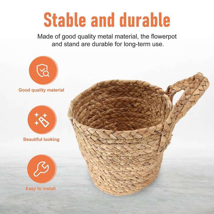 Wall Hanging Rattan Basket Planter Indoor Outdoor Hanging Rope Flower Pot Basket Decor,hanging Flow