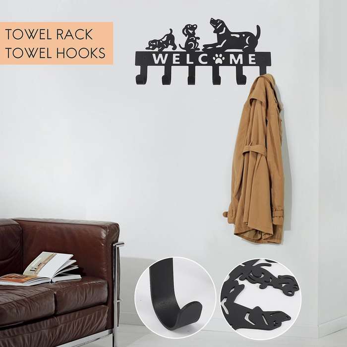 Wall Mounted Dog Coat Racks,Towel Rack for Bathroom Wall,Farmhouse Hat and Dog Leash Holder,Kitchen
