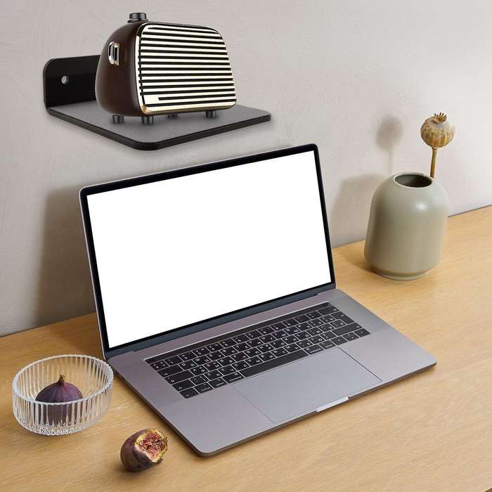 Wall Shelf Speaker Stand, Small Wall Shelf Speaker Mount (Black)