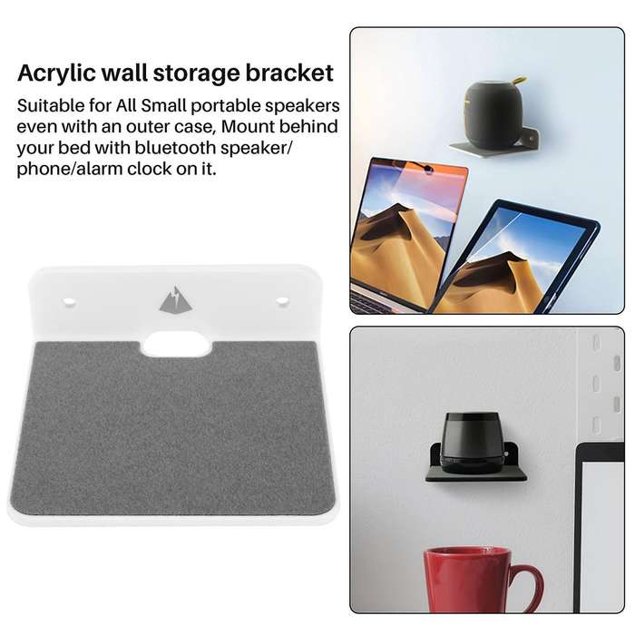 Wall Shelf Speaker Stand, Small Wall Shelf Speaker Mount (White)
